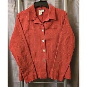 COLDWATER‎ CREEK Red Textured Stretch Cotton Relaxed Fit Jacket Medium